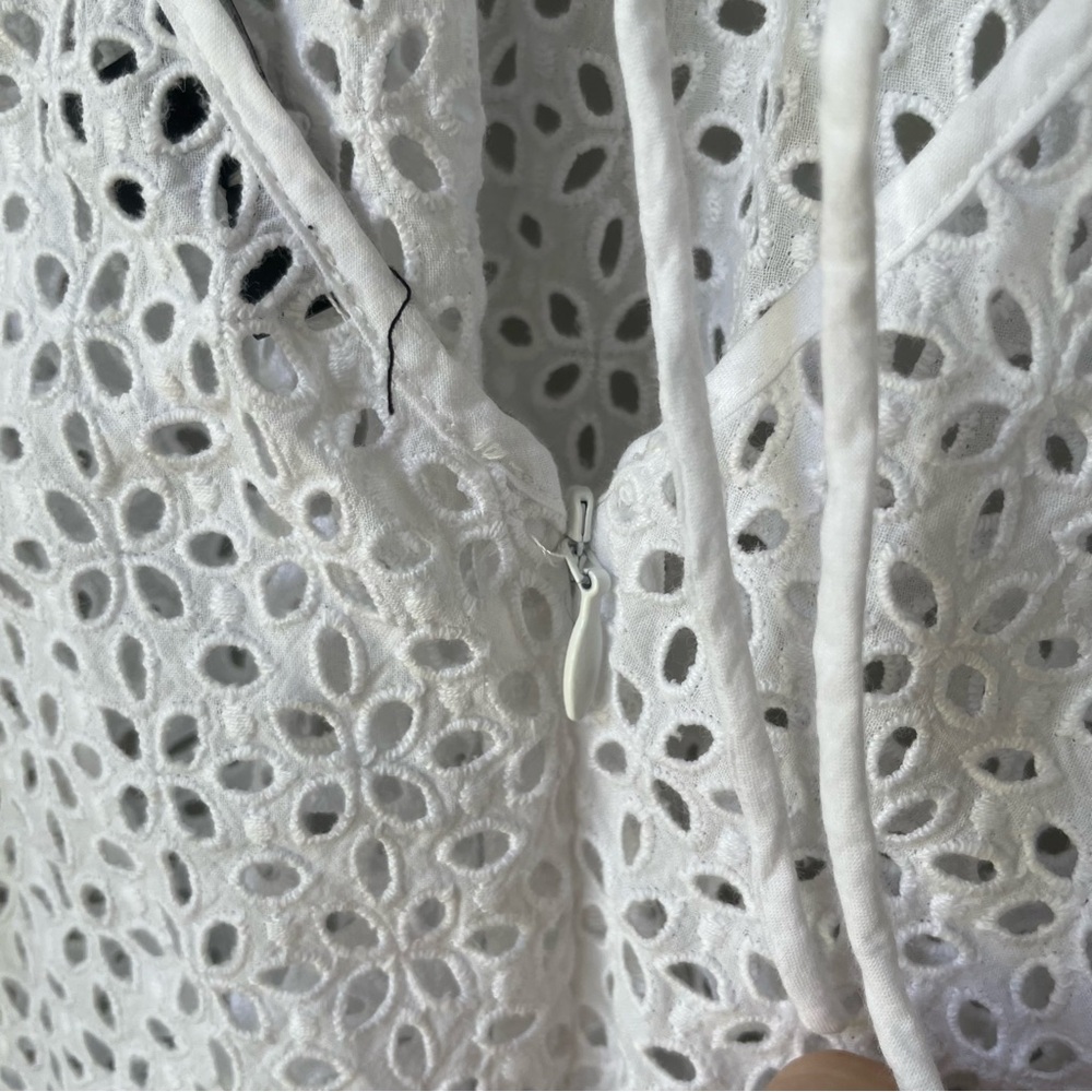 J. Crew V-Back Puff-Sleeve Eyelet Top - White - Size 14 Womens EUC - Picture 8 of 15